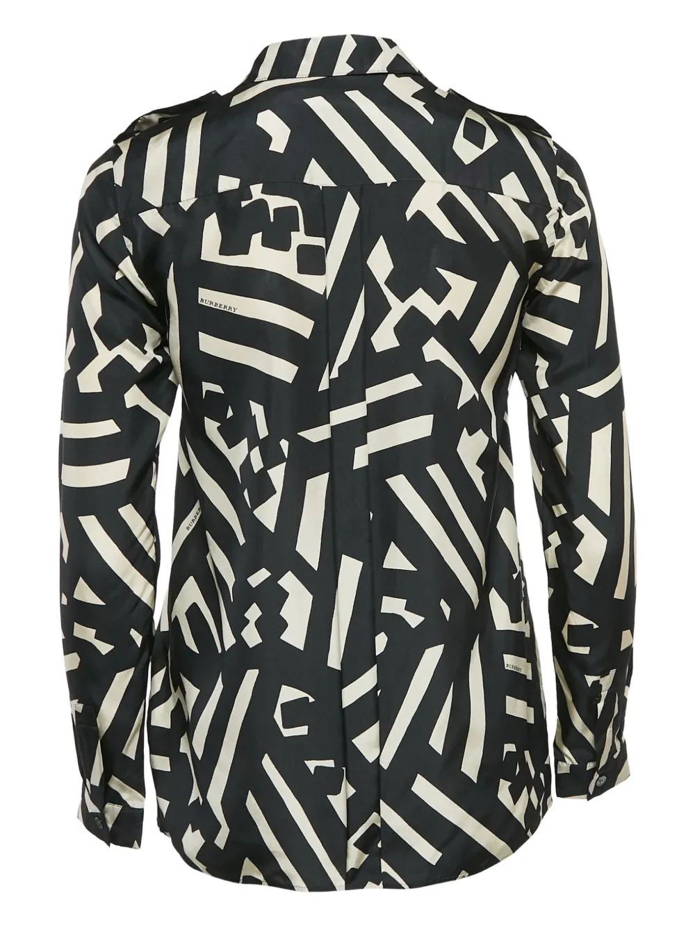 BURBERRY Pre-owned Geometric-print Silk Shirt In Black