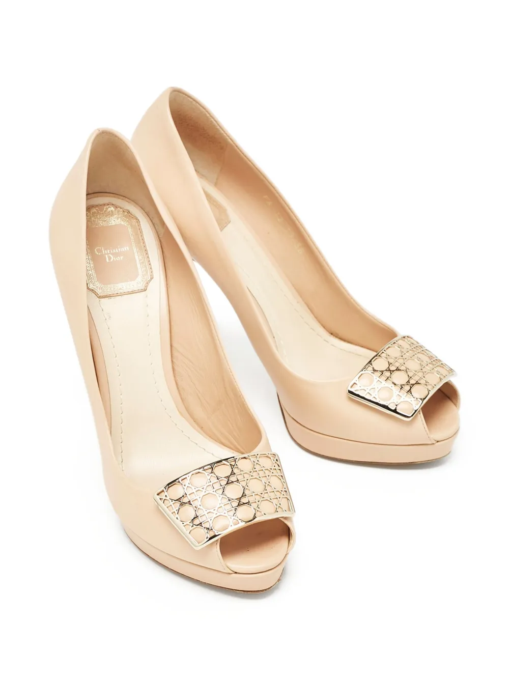 Christian Dior Pre-Owned 120 mm pumps met Cannage-plakkaat - Beige