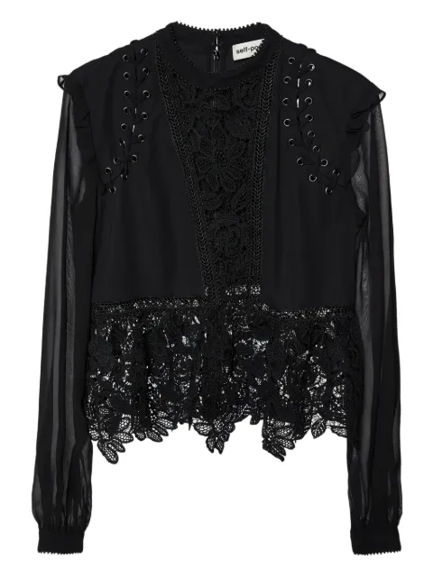 Self-Portrait blusa de archivo con ribete de encaje