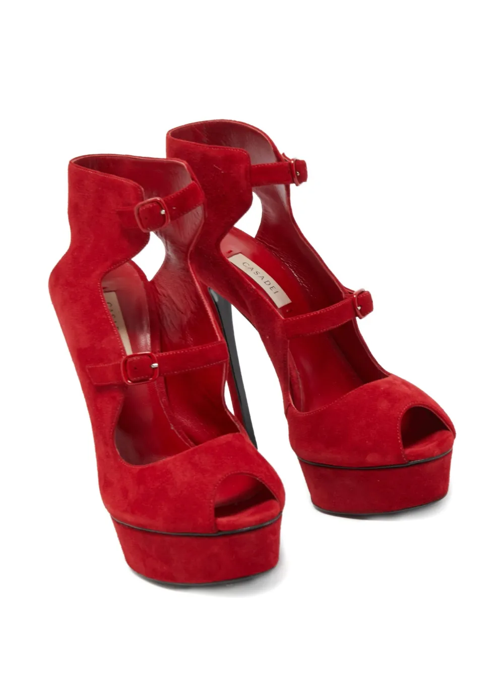 Casadei Vintage 155 mm suède sandalen Rood
