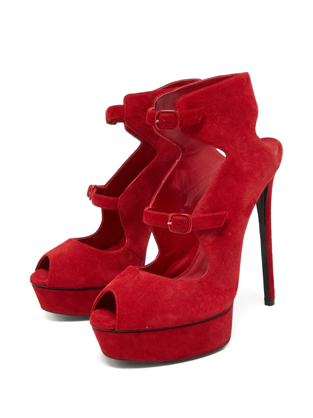 Casadei Vintage 155 mm suède sandalen Rood