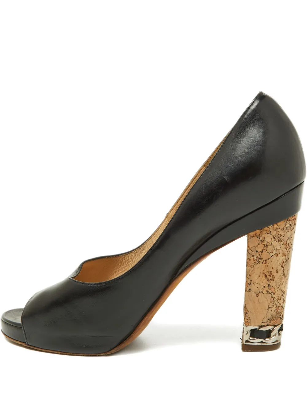 CHANEL Pre-Owned 110mm leather CC chain heel sandals | Black | Image 1