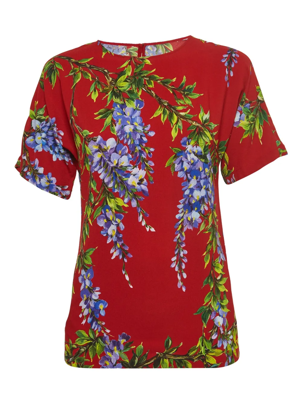 Pre-owned Dolce & Gabbana 2024 Wisteria Floral Print Top In Red