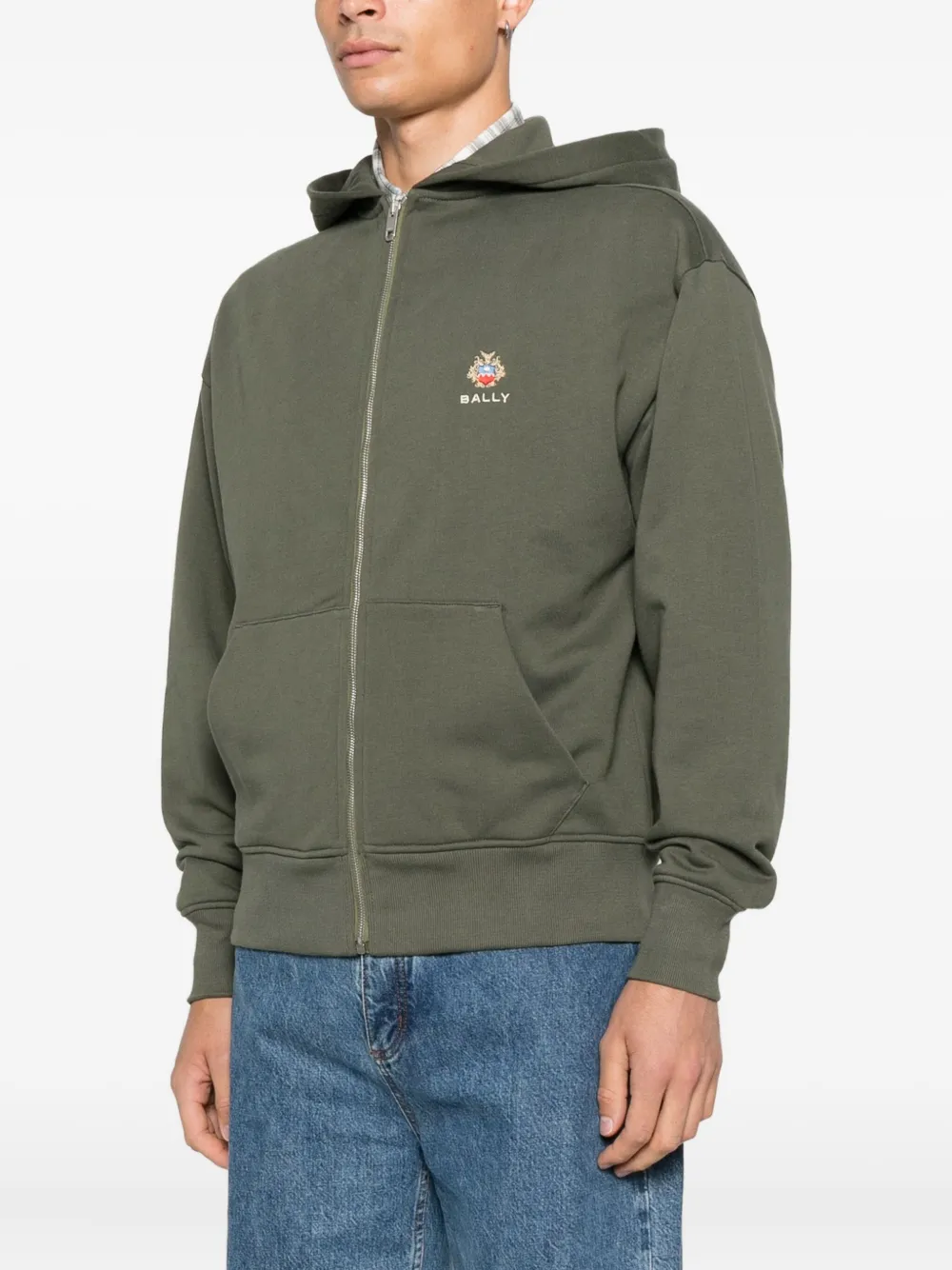 Bally Hoodie met rits Groen
