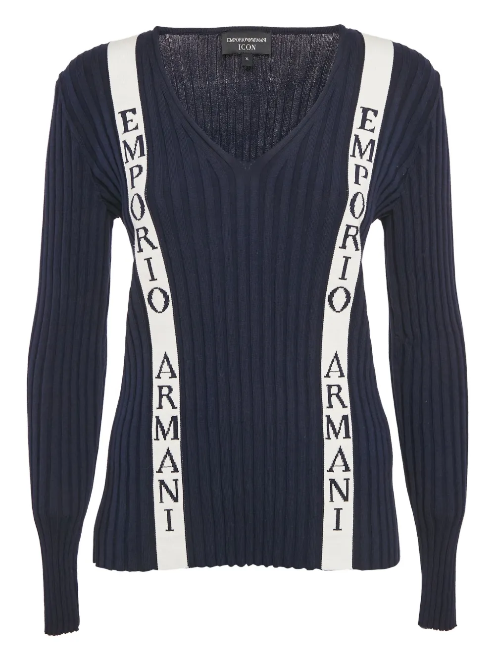 Emporio Armani Pre-Owned ribbed logo jumper | Blue | Image 1