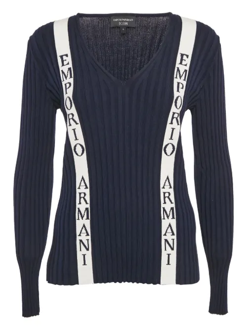 Pull nervuré à logo - Emporio Armani Pre-Owned - Modalova