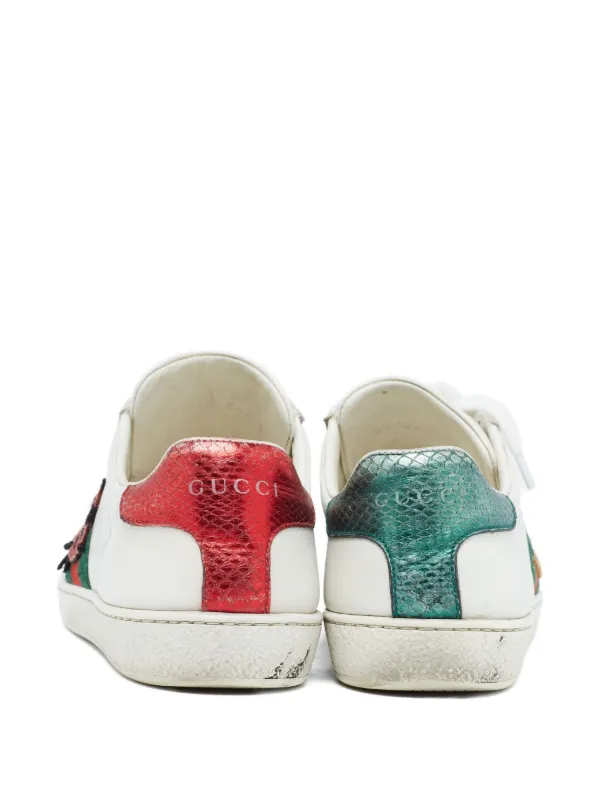 Gucci Pre-Owned 2024 Ace Ladybug Web-stripe Sneakers | White