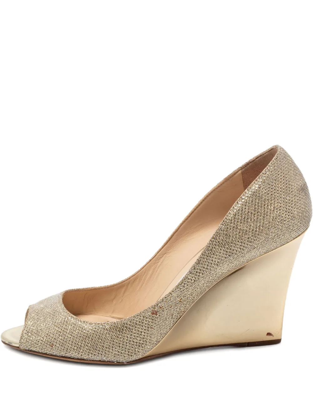 Pre-owned Jimmy Choo 85mm Glitter Wedge Pumps