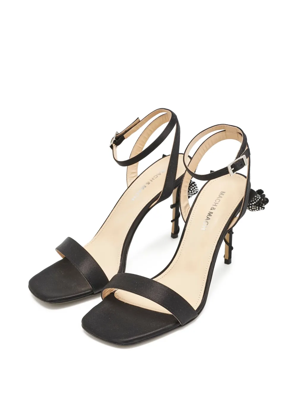 MACH & MACH Satijnen sandalen verfraaid met strik - Zwart
