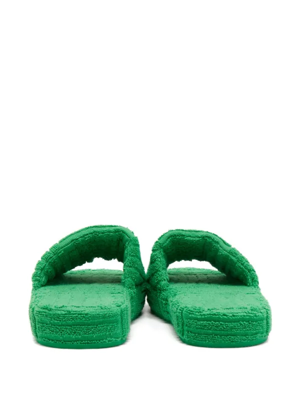 Bottega Veneta Pre-Owned Platform Textured Slides | Green | FARFETCH