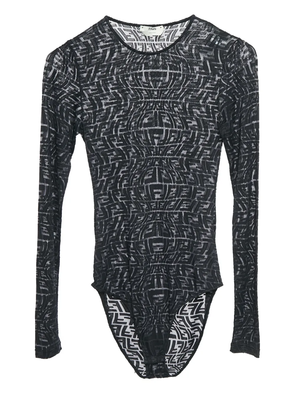 Fendi Pre-Owned FF-pattern sheer bodysuit | Black | Image 1