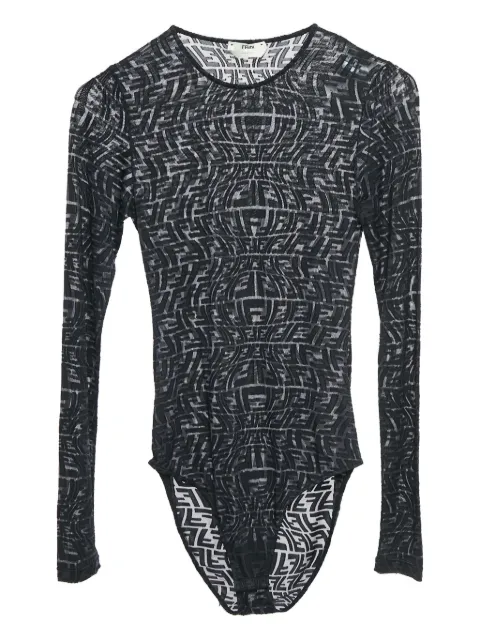 Fendi Pre-Owned FF-pattern sheer bodysuit