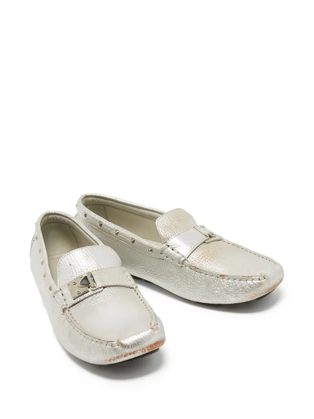 Louis Vuitton Pre-Owned Metallic loafers - Zilver