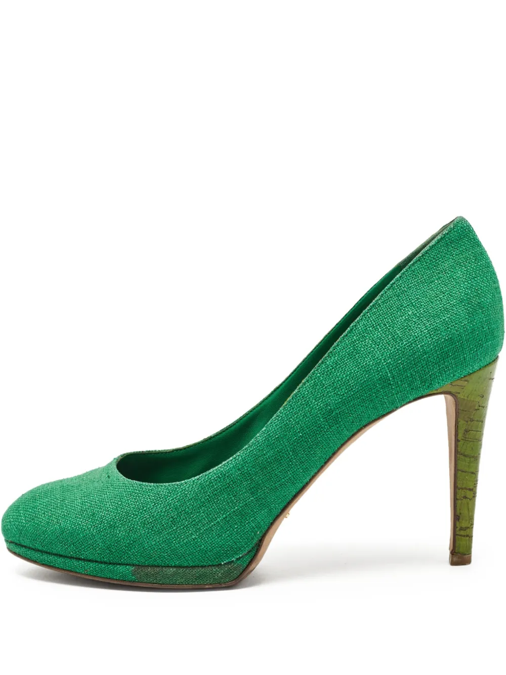 Sergio Rossi Vintage pre-owned 100mm canvas pumps | Green | Image 1