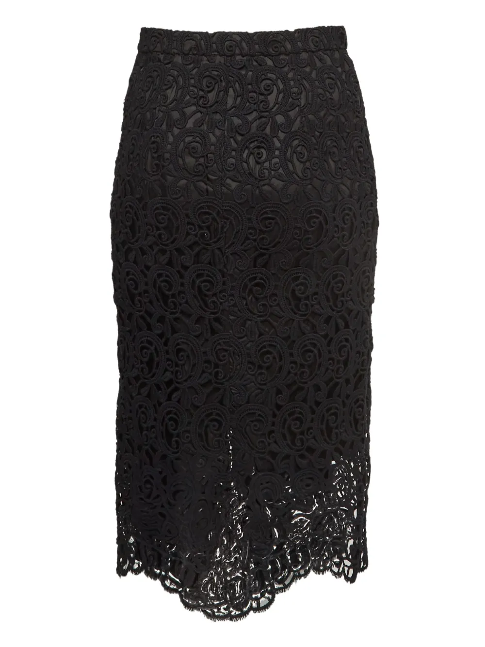 Pre-owned Burberry Scalloped Lace Midi Skirt In Black