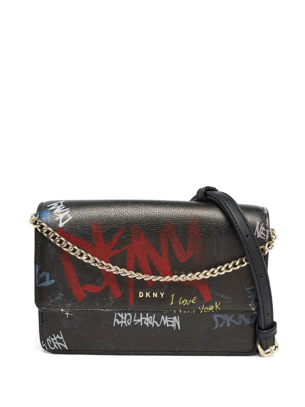 DKNY Vintage Graffiti leather shoulder bag - ブラック DKNY Vintage Graffiti leather shoulder bag - ブラック