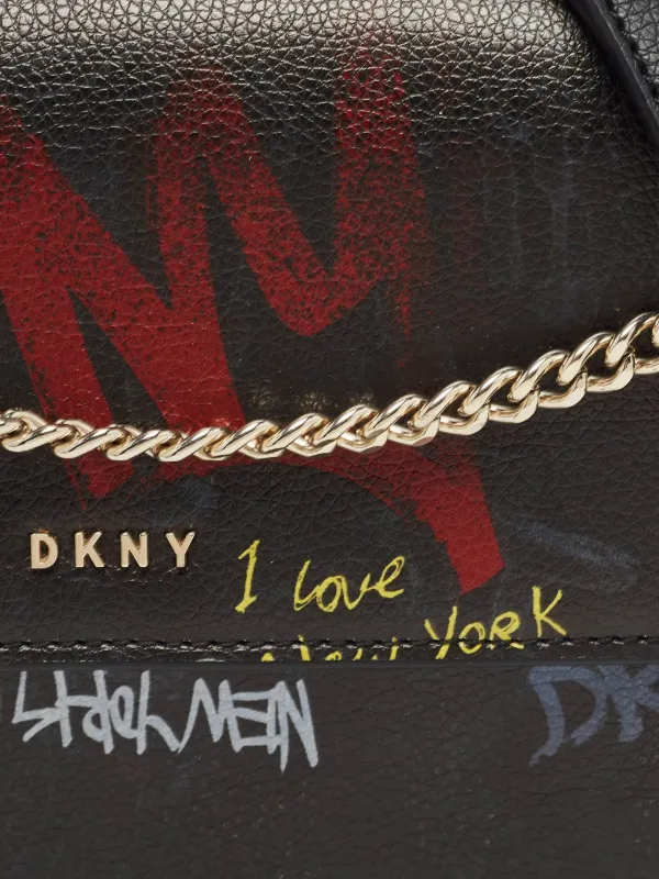 DKNY Vintage Graffiti Leather Shoulder Bag | Black | FARFETCH
