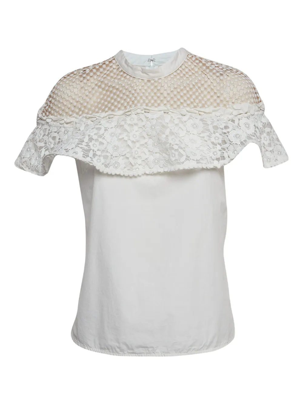 Self-Portrait pre-owned lace ruffle top | White | Image 1