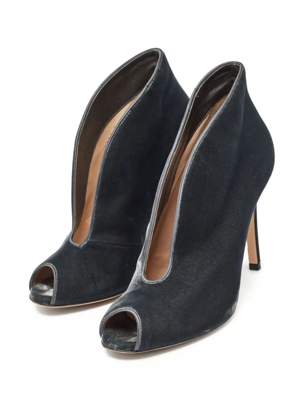 Gianvito Rossi Pre-owned 100 mm fluwelen pumps met open neus - Zwart