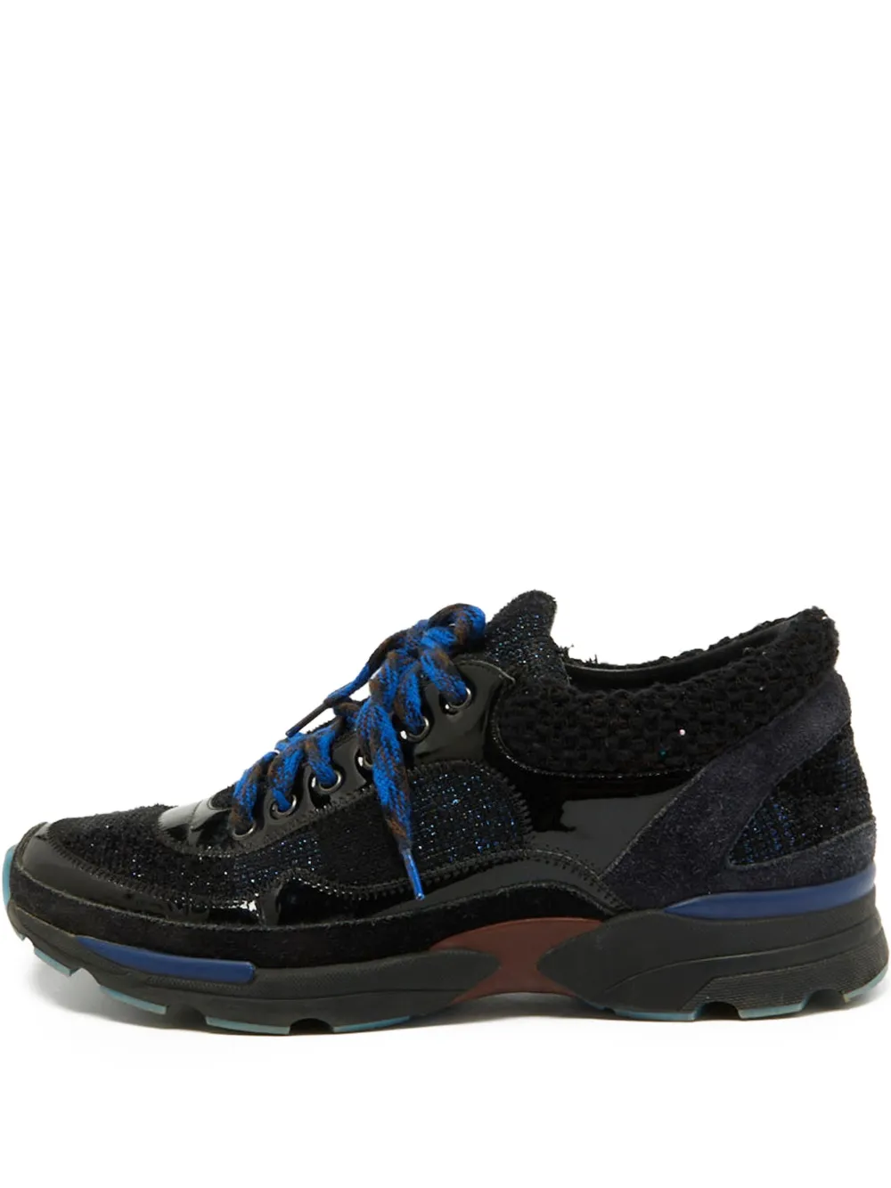 CHANEL Pre-Owned mesh-panel lace-up sneakers | Black | Image 1
