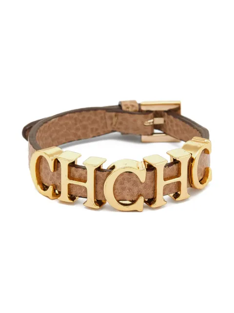 Carolina Herrera Vintage pre-owned logo-lettering leather bracelet