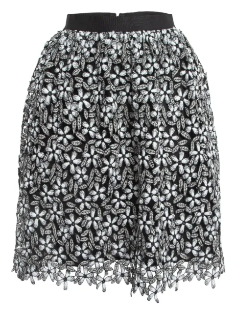 Self-Portrait pre-owned floral-embroidered skirt