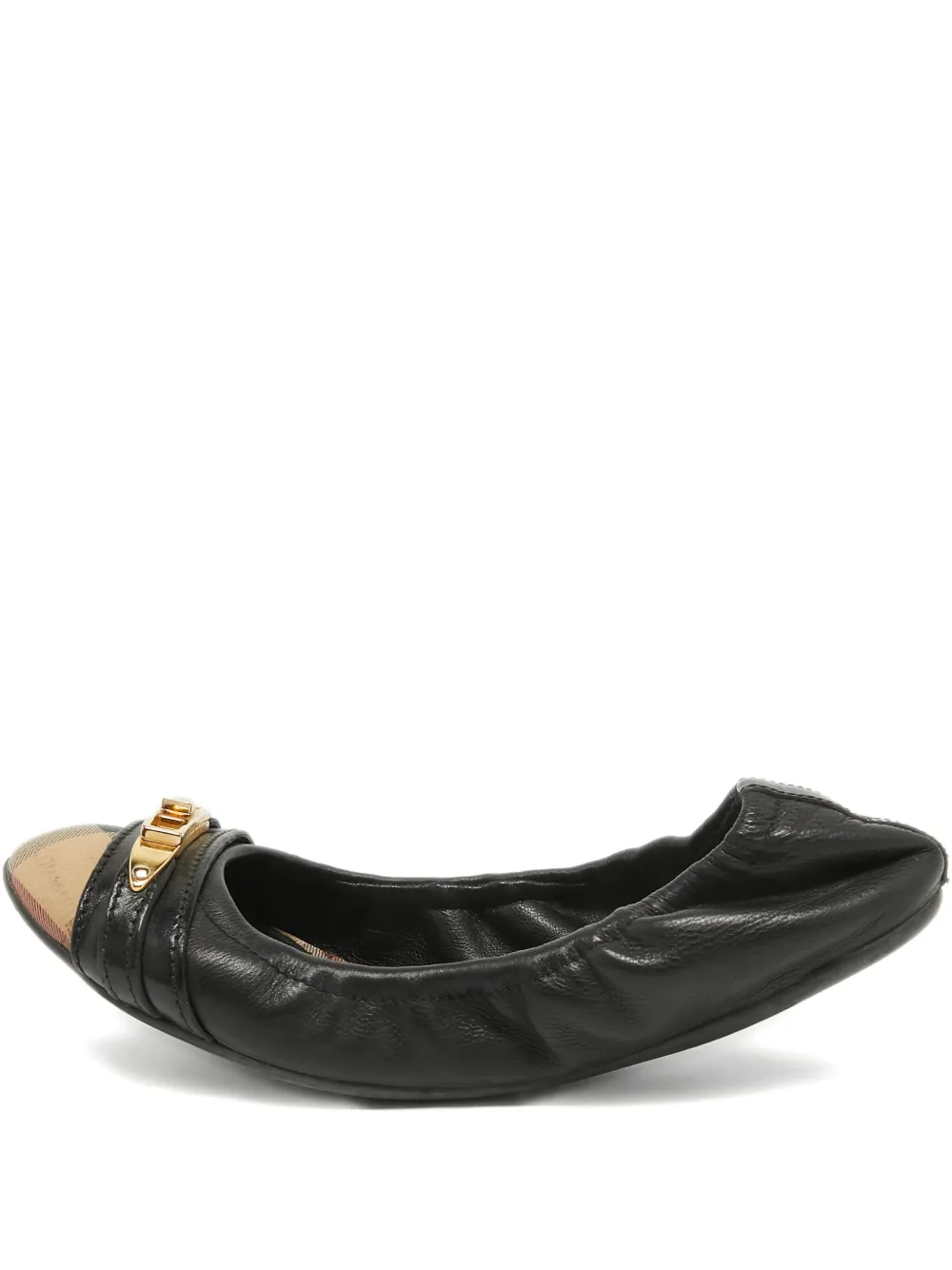 Check leather flats