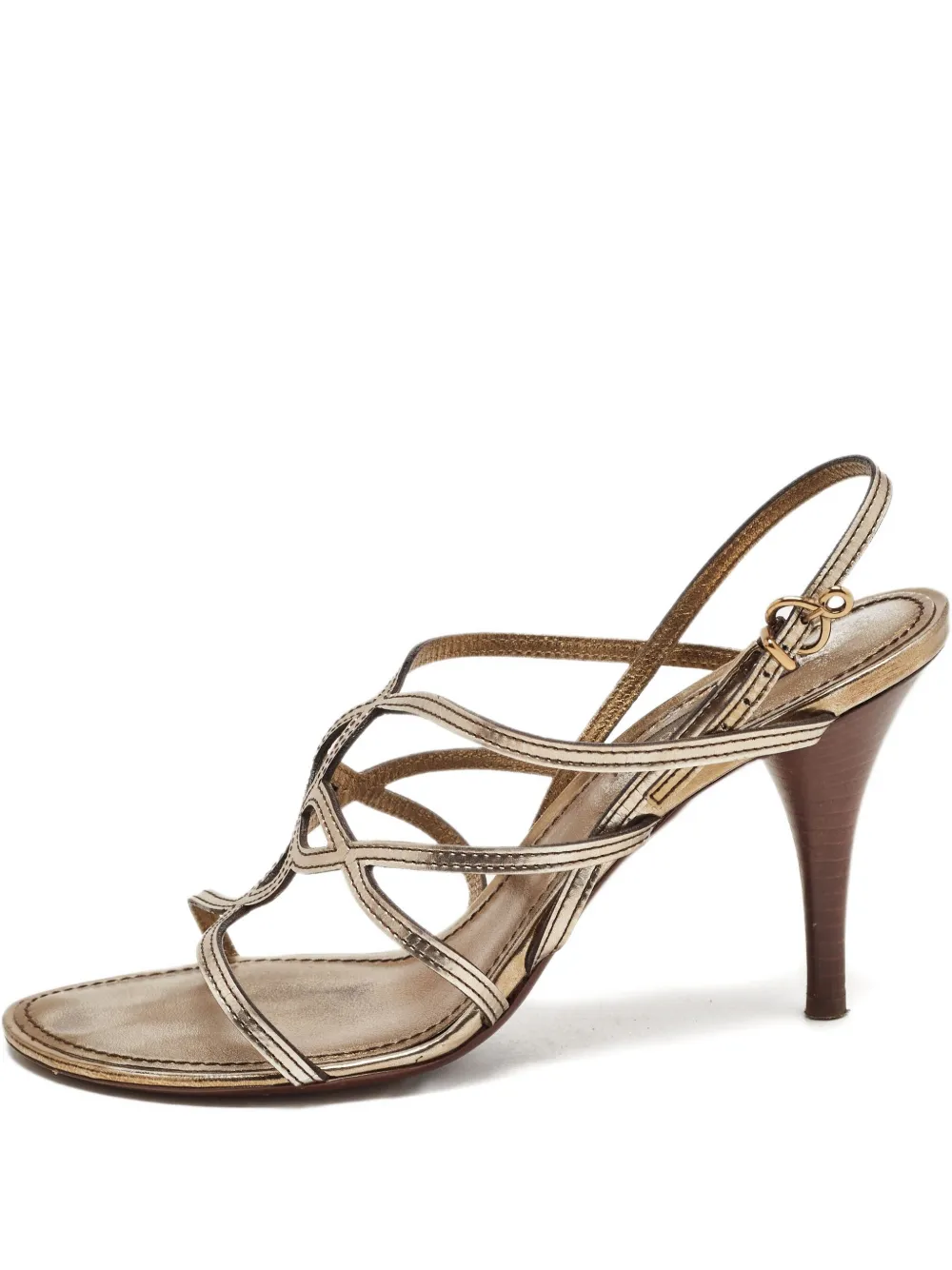 100mm metallic leather cutout sandals