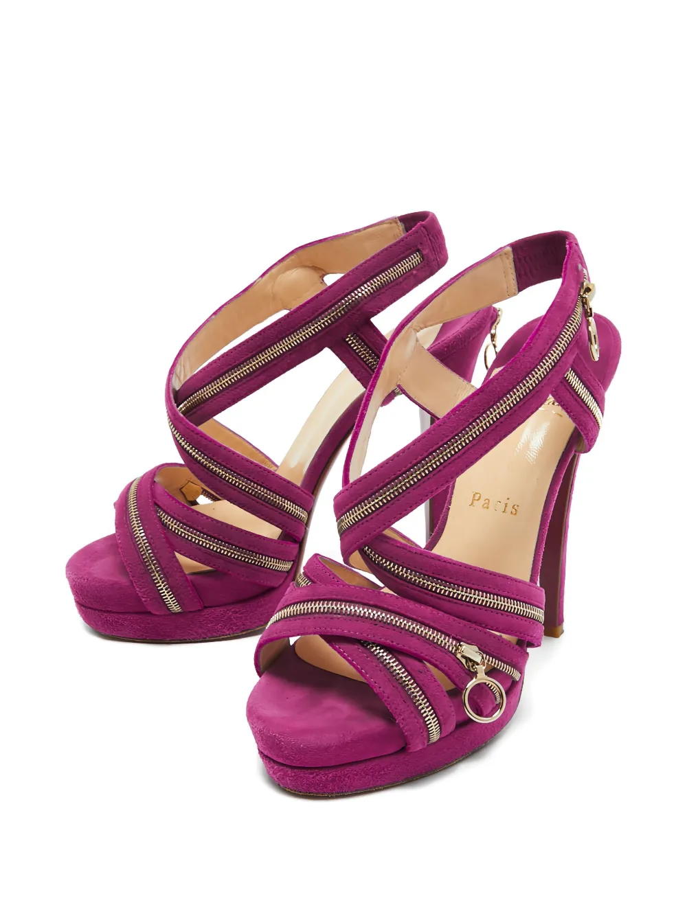 Christian Louboutin Pre-Owned 130 mm suède sandalen met hak - Paars