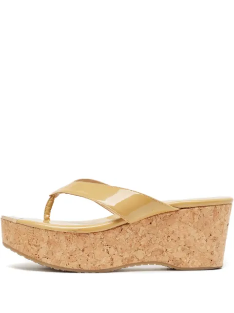 Jimmy Choo Pre-Owned 100mm leather wedge sandals