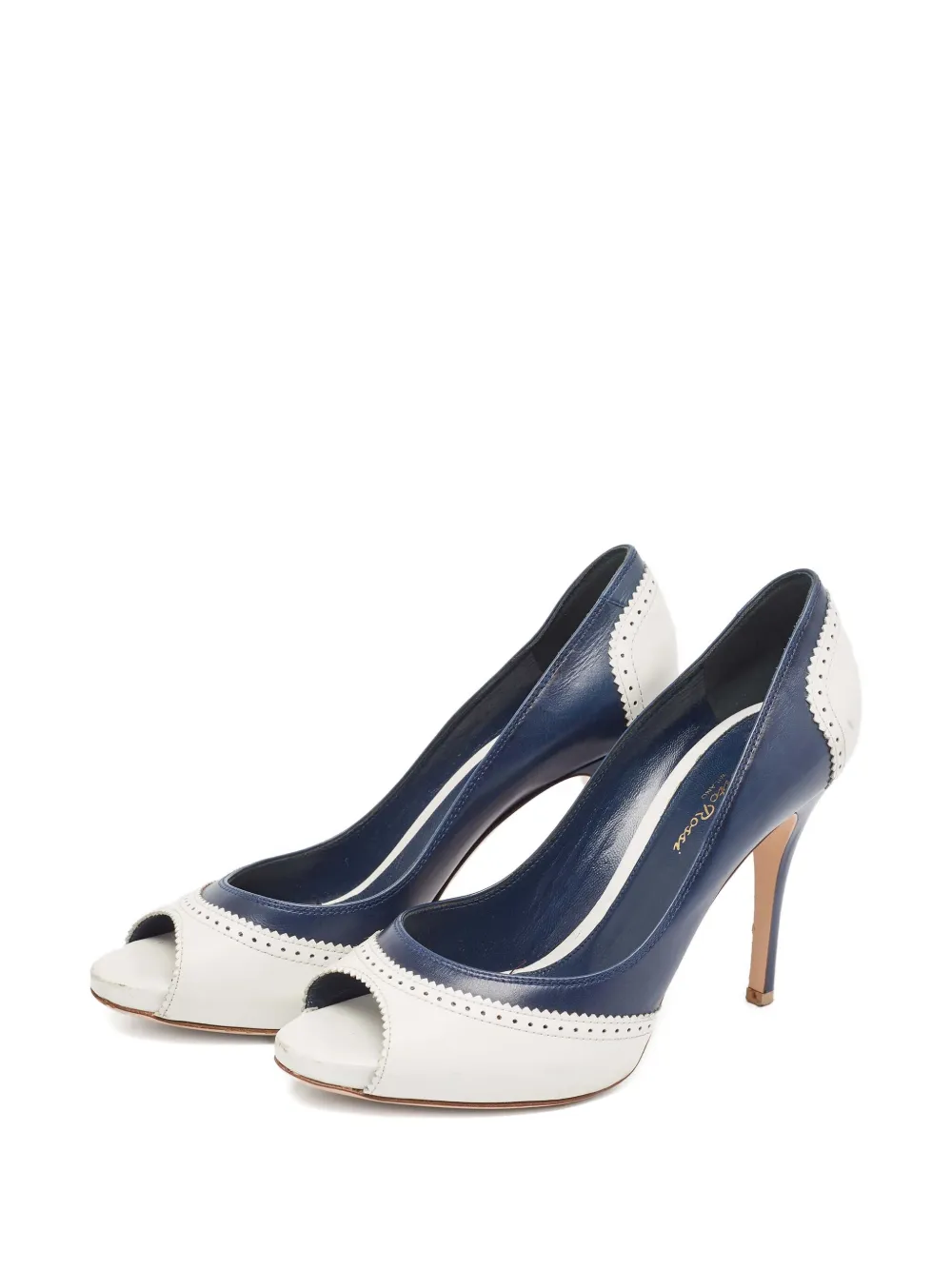 Gianvito Rossi 2024 leren pumps met open neus - Blauw
