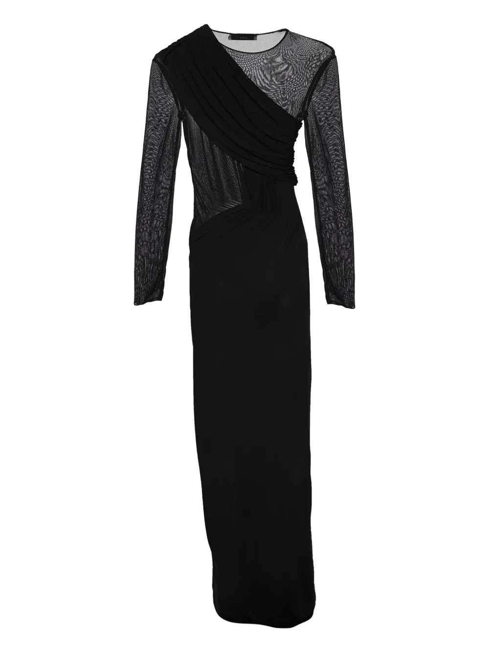 Saint Laurent Pre-Owned robe drapée en résille - Noir