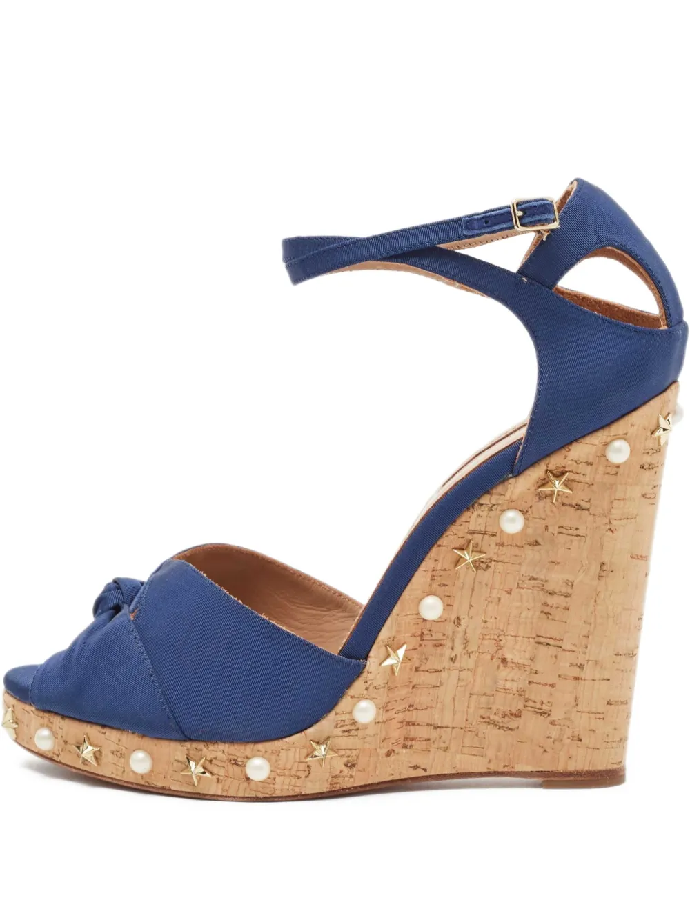 Aquazzura pre-owned 130mm peep-toe wedge sandals | Blue | Image 1