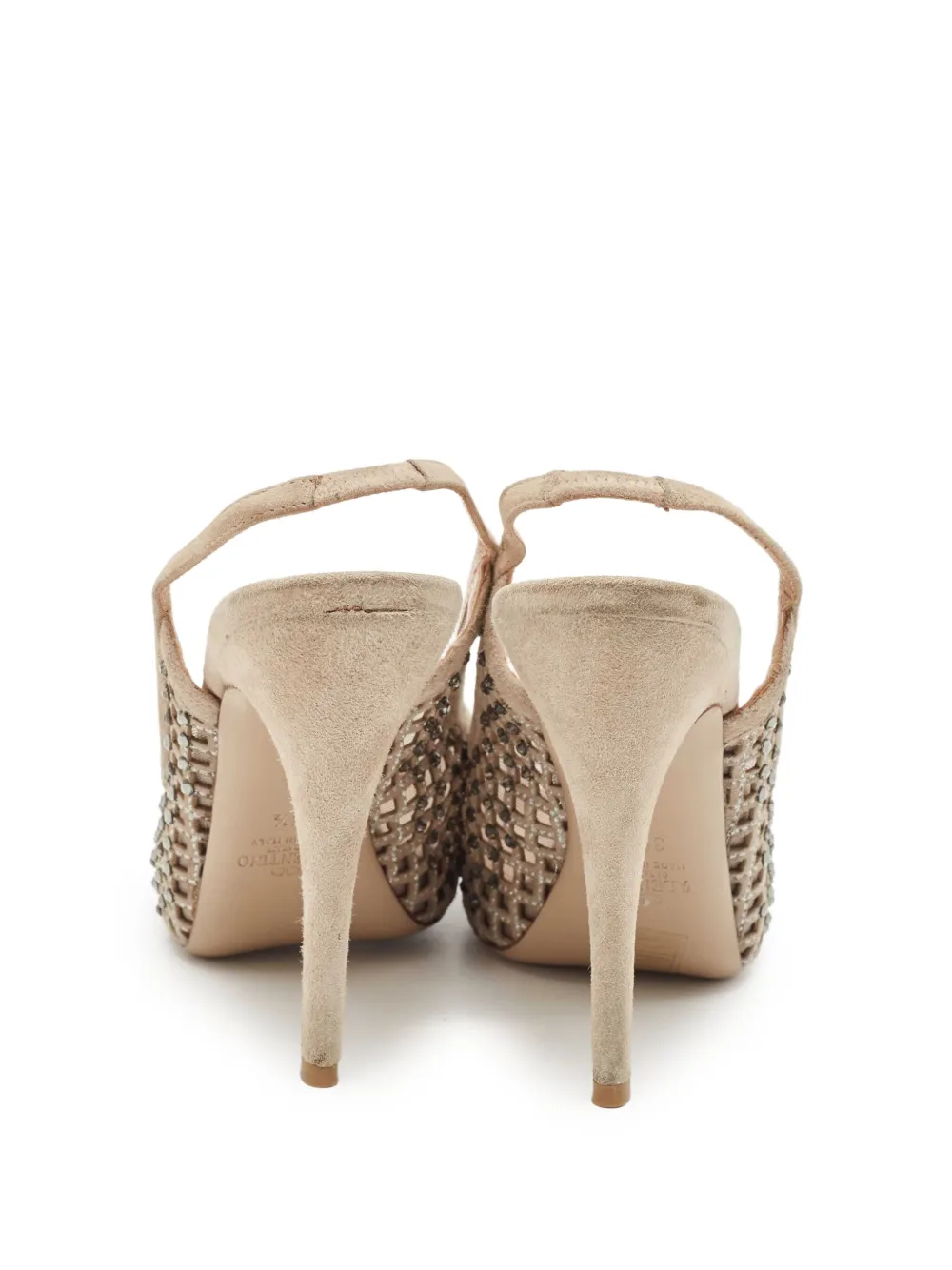 Valentino Garavani Pre-Owned 125 mm pumps verfraaid met stras - Beige