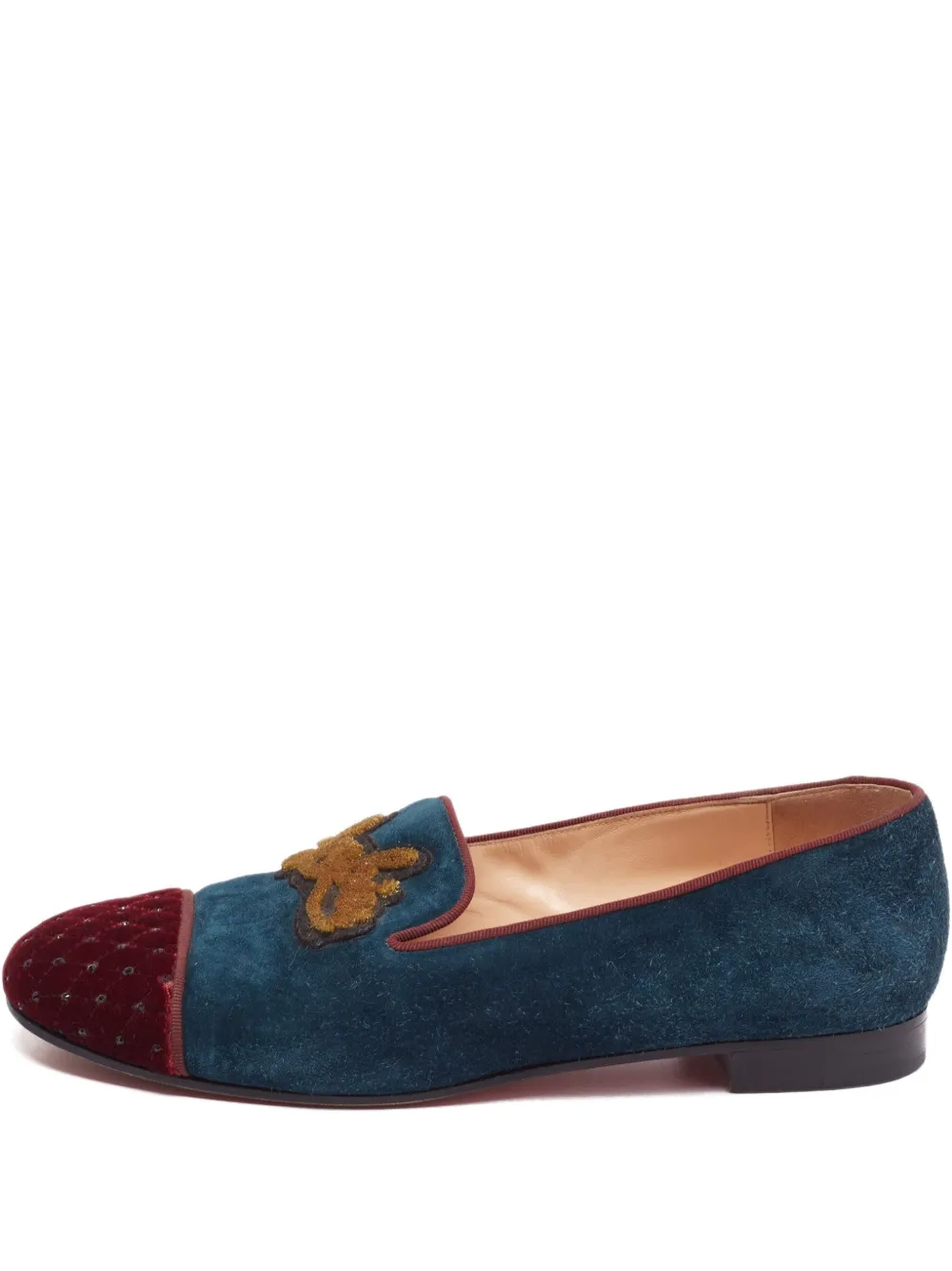 Christian Louboutin Pre-Owned ツートーン ベルベットローファー - レッド Christian Louboutin Pre-Owned ツートーン ベルベットローファー - レッド