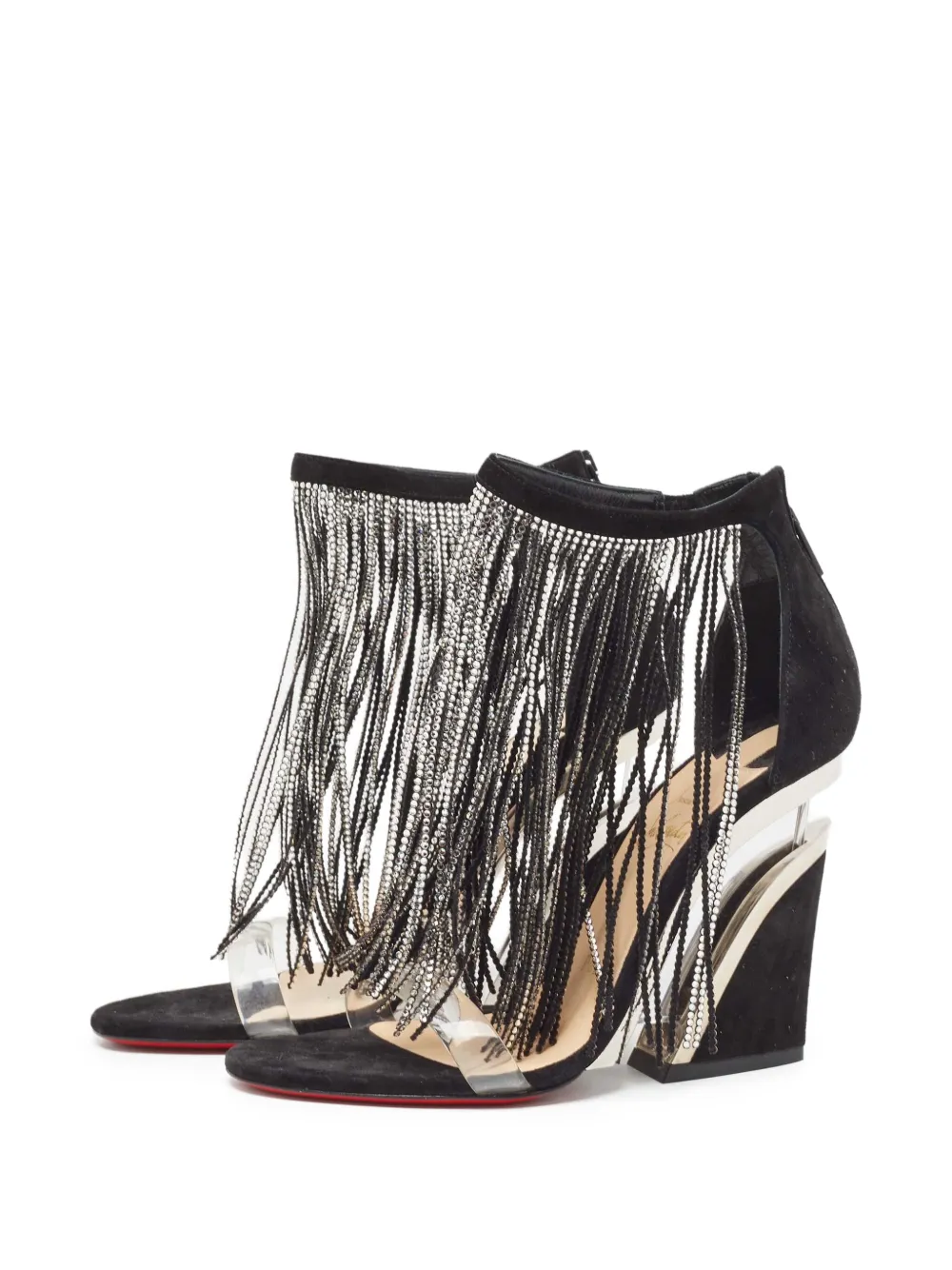 Christian Louboutin Pre-Owned 110 mm sandalen met franje - Zwart