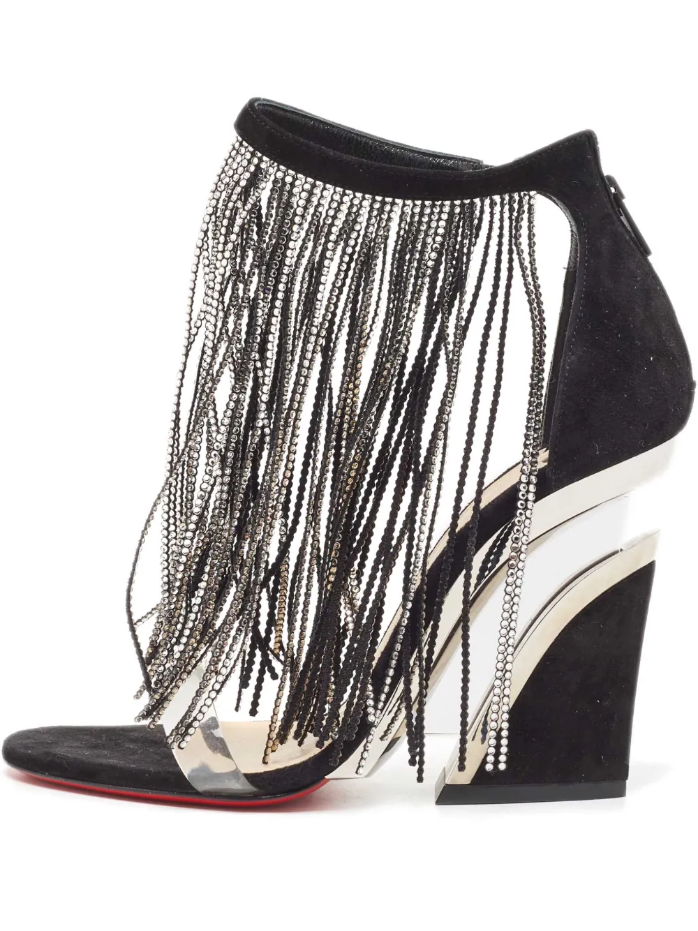Christian Louboutin Pre-Owned フリンジ サンダル 110mm - ブラック Christian Louboutin Pre-Owned フリンジ サンダル 110mm - ブラック