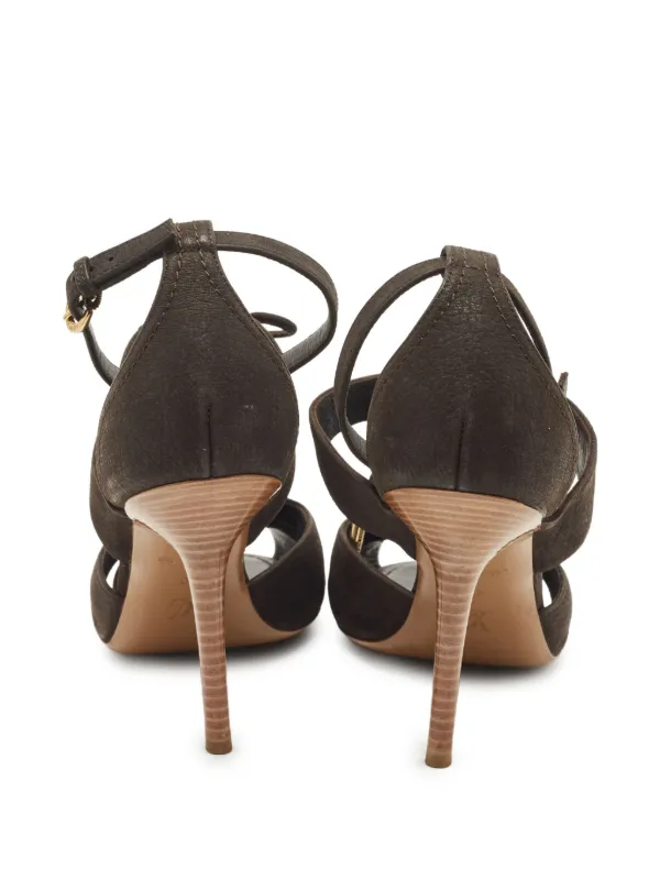 Louis Vuitton Pre-Owned 105mm peep-toe lace-up Sandals Brown