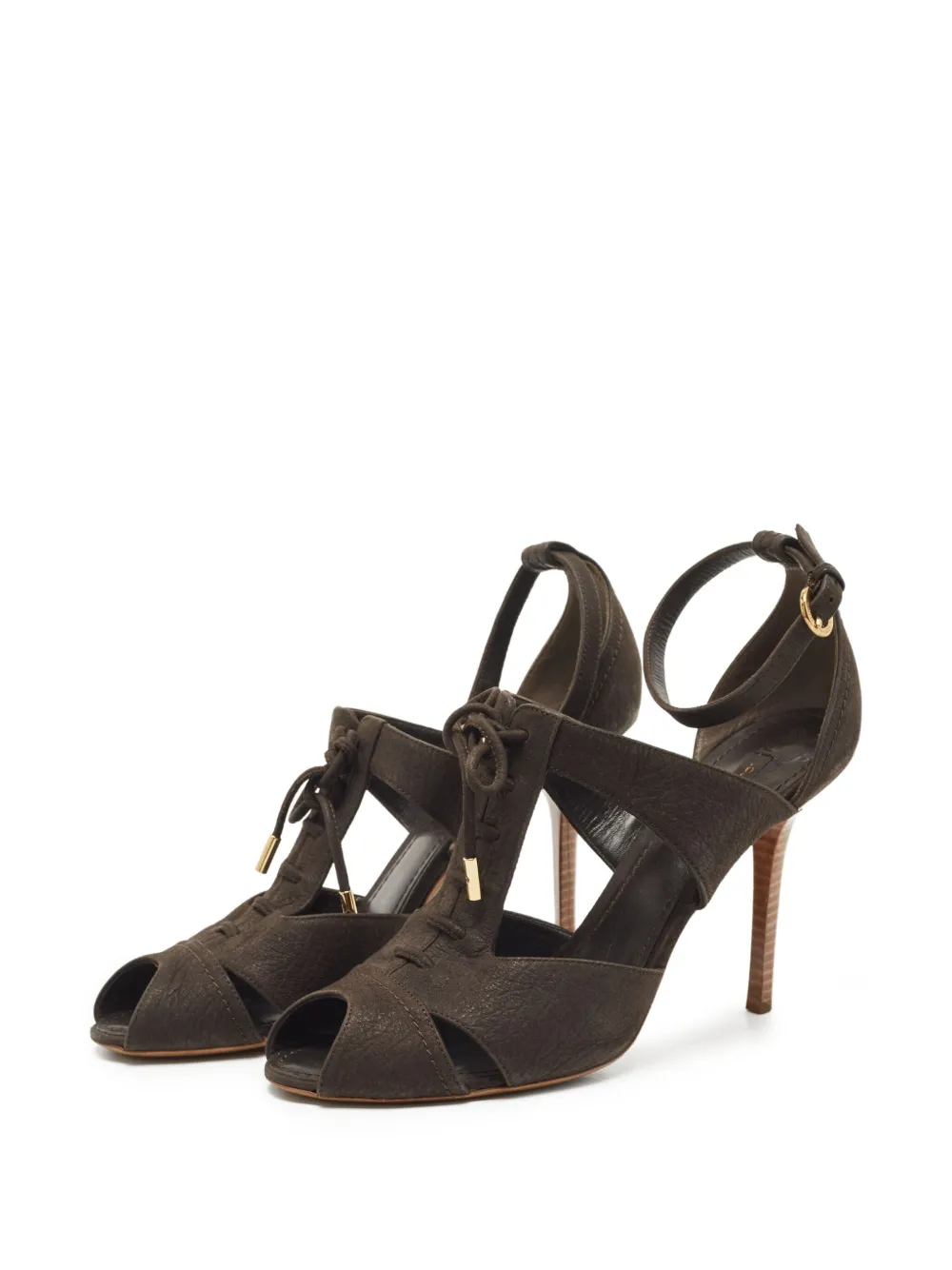 Louis Vuitton Pre-Owned 105 mm sandalen met open neus en veters - Bruin