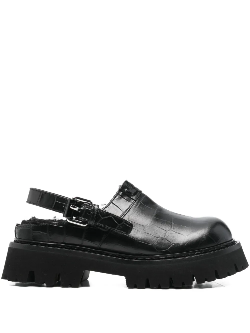 Moschino Chunky Platform Slingback Sandals Buckle Detail In Black