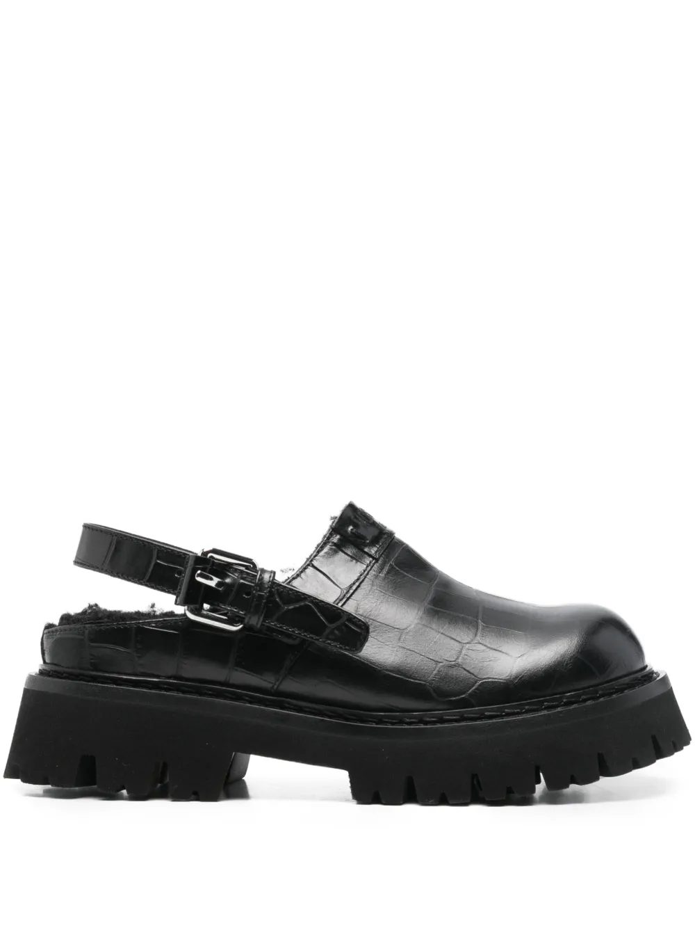 Moschino mules en cuir à boucle embossée | noir | Image 1