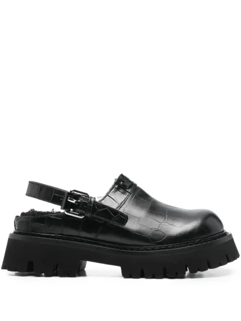 Moschino buckle embossed leather mules