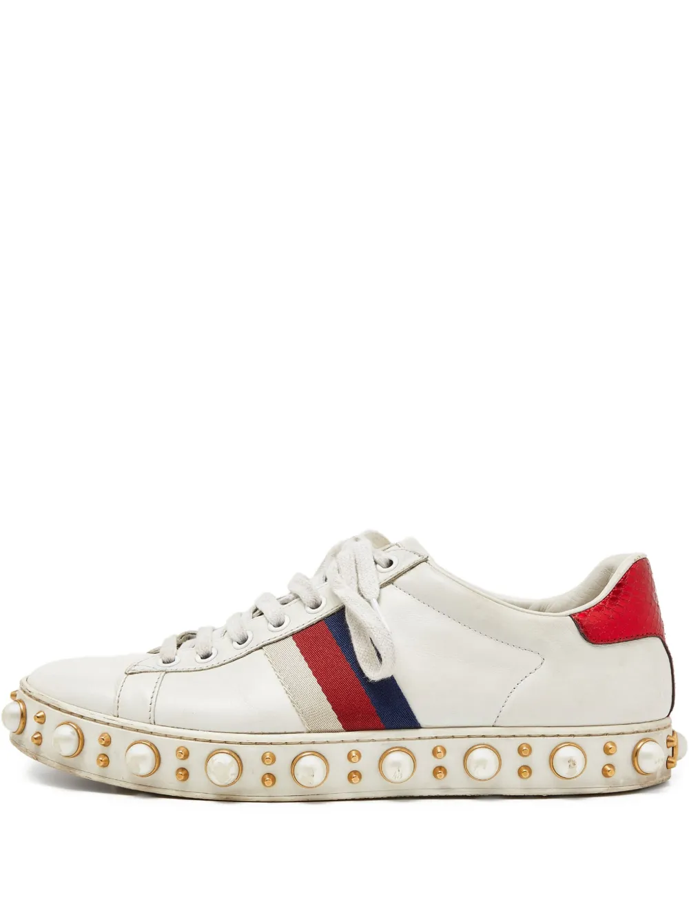 Pre-owned Gucci Sylvie Web Detail Sneakers