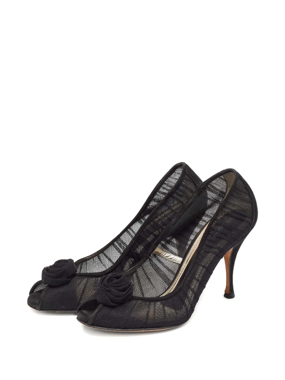 Dolce & Gabbana Pre-Owned 110mm rose-appliqué tulle pumps | Image 2