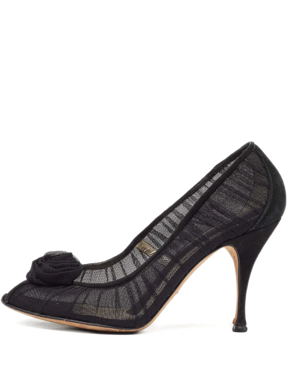 Dolce & Gabbana Pre-Owned 110mm rose-appliqué tulle pumps | Black | Image 1