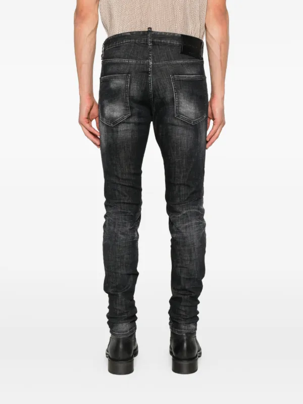 DSQUARED2 フェイデッド ダメージジーンズ | ブラック | FARFETCH JP