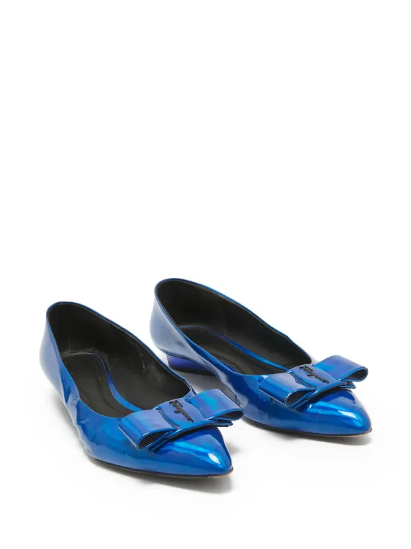 Ferragamo Viva Flats Salvatore Ferragamo Metallic Blue Patent