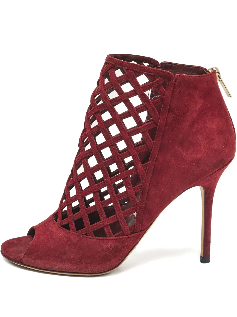 Jimmy Choo Pre-Owned ピープトゥ アンクルブーツ 110mm - レッド Jimmy Choo Pre-Owned ピープトゥ アンクルブーツ 110mm - レッド
