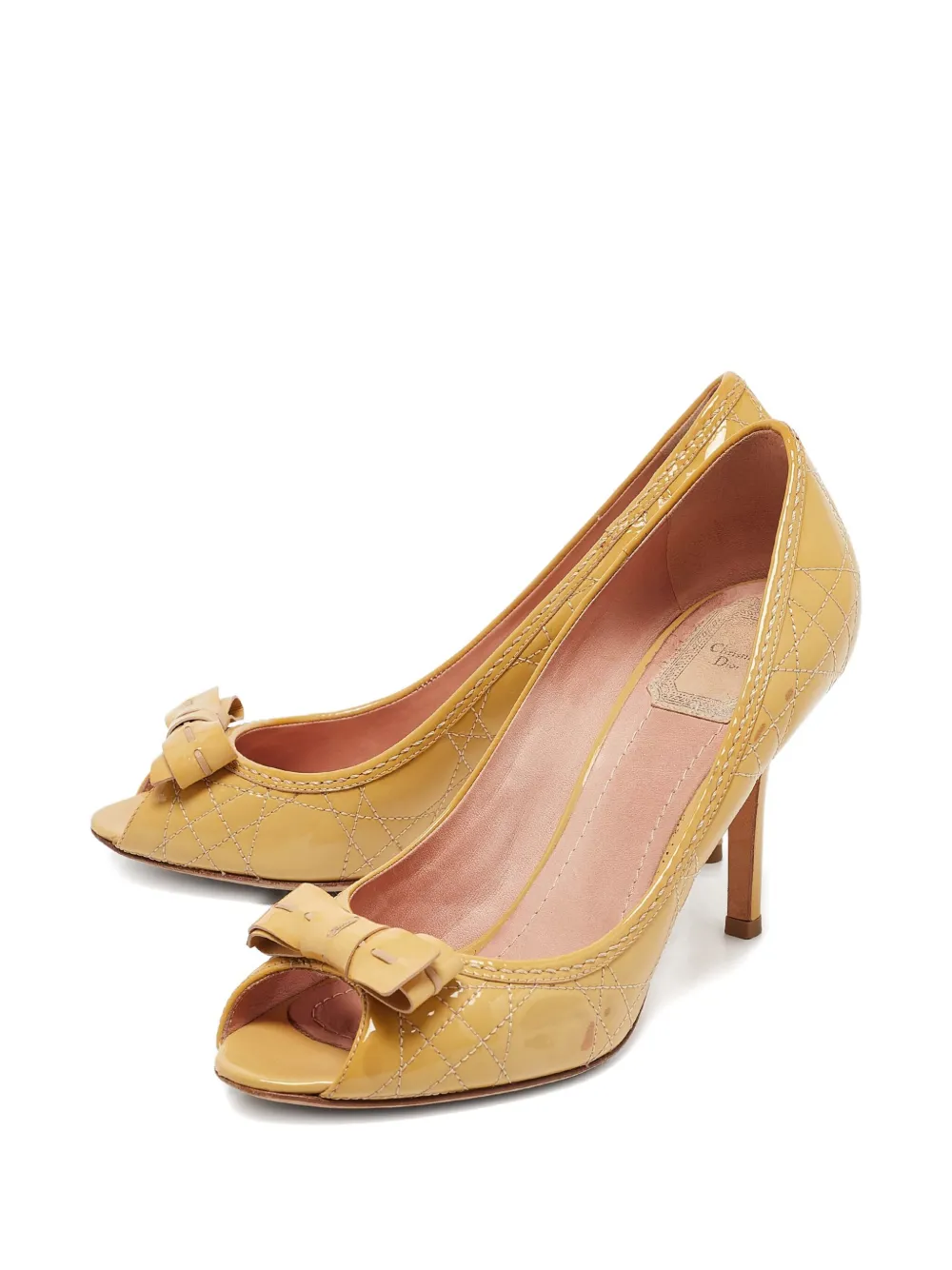 Christian Dior Pre-Owned Lakleren pumps met open neus - Geel