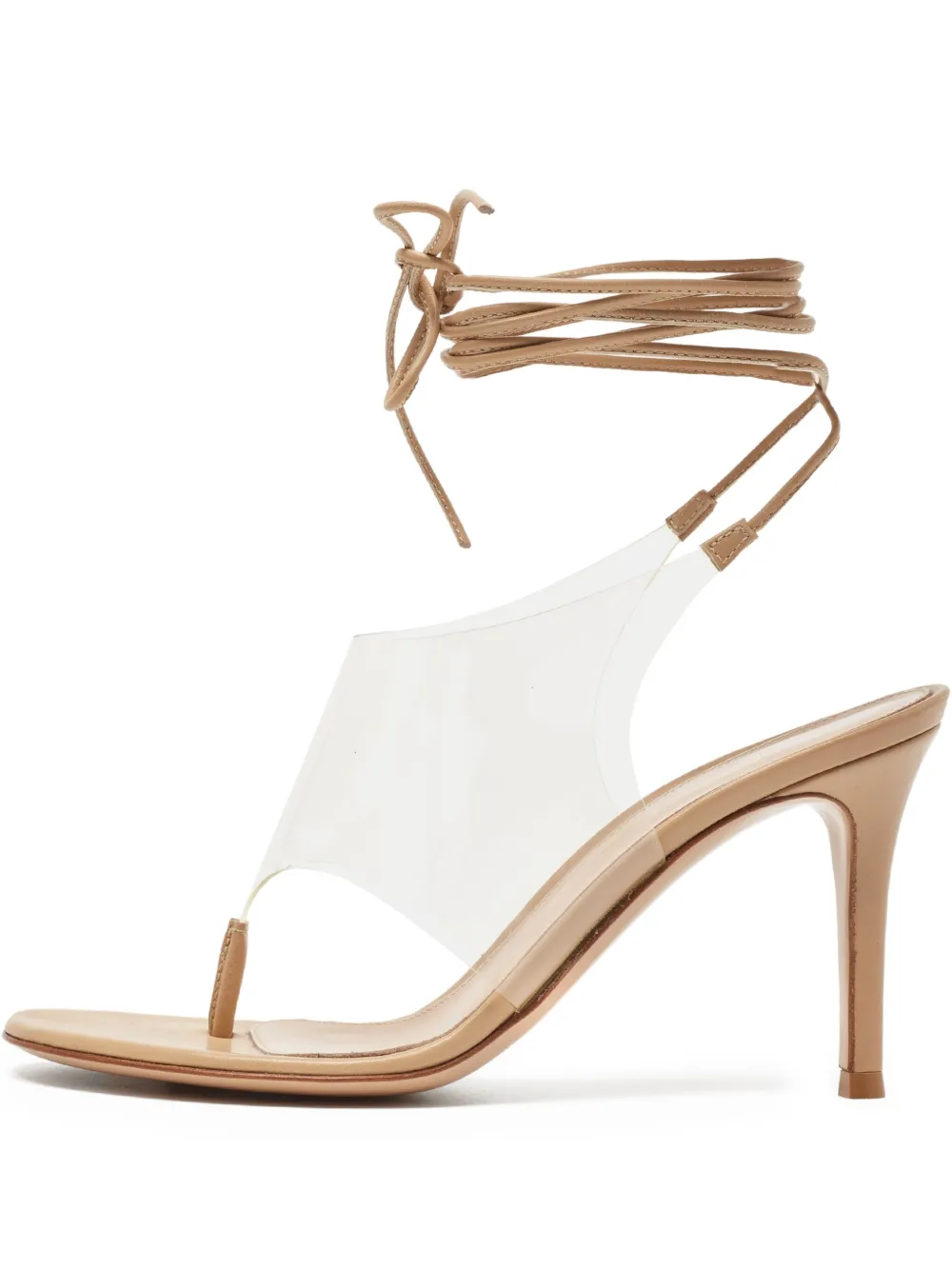 Gianvito Rossi 85mm leather lace-up sandals | Neutrals | Image 1